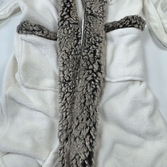 Vegan Pottery Barn Spa Comfy Faux Fur Wrap Around Tie Fleece Robe w Hood, Sz. L - Picture 7 of 11